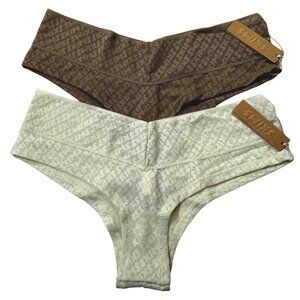 SKIMS Logo Mesh Boyshort Lot‎ of 2 Bone Desert XXS